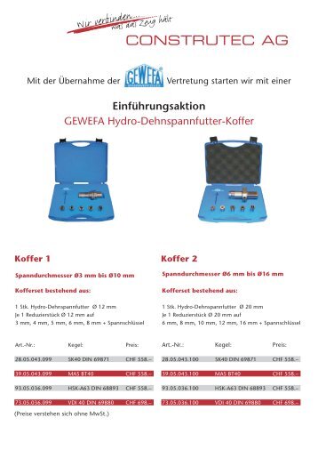 Einführungsaktion GEWEFA Hydro-Dehnspannfutter-Koffer