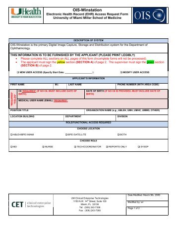 OIS-Winstation - Clinical Enterprise Technologies - University of Miami