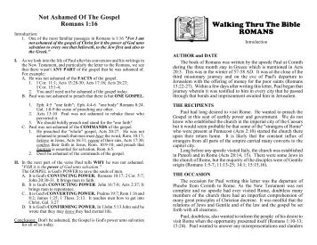 Walking Thru The Bible ROMANS - HiWAAY Information Services