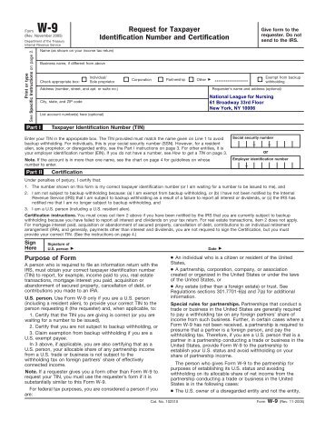 Proctor W9 Form - National League for Nursing