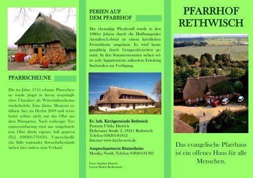 Flyer Pfarrhof Rethwisch - Gemeinde BÃ¶rgerende-Rethwisch