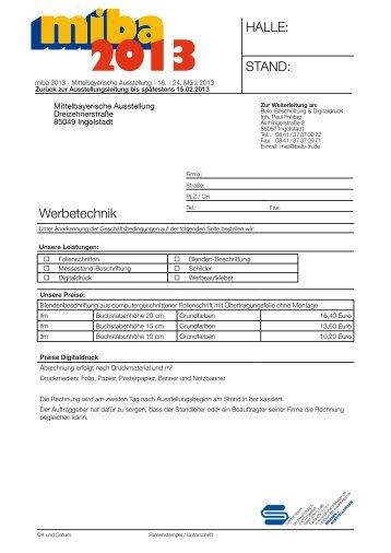 Werbetechnik HALLE: STAND: - miba