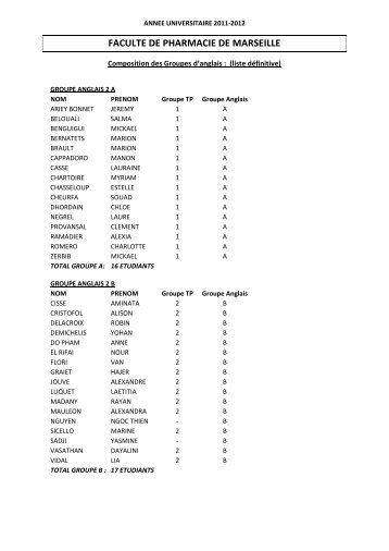 FACULTE DE PHARMACIE DE MARSEILLE - AE2P