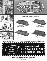 Fireplace Throat Dampers - Vestal Manufacturing