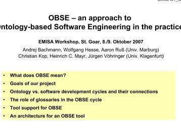 A Practical Approach to Ontology-based Software Engineering