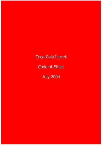 Coca-Cola İçecek Code of Ethics July 2004
