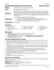 Physical Water Quality Parameters (Boat) Lab Teacher's Guide