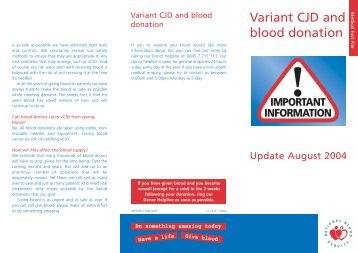 Variant CJD and blood donation (PDF, 62K) - National Blood Service