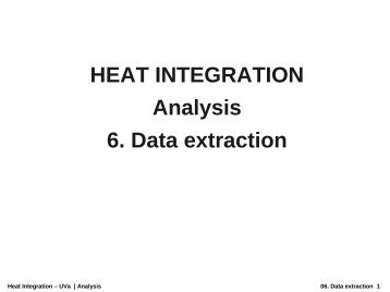 HEAT INTEGRATION Analysis 6. Data extraction - IqTMA-UVa