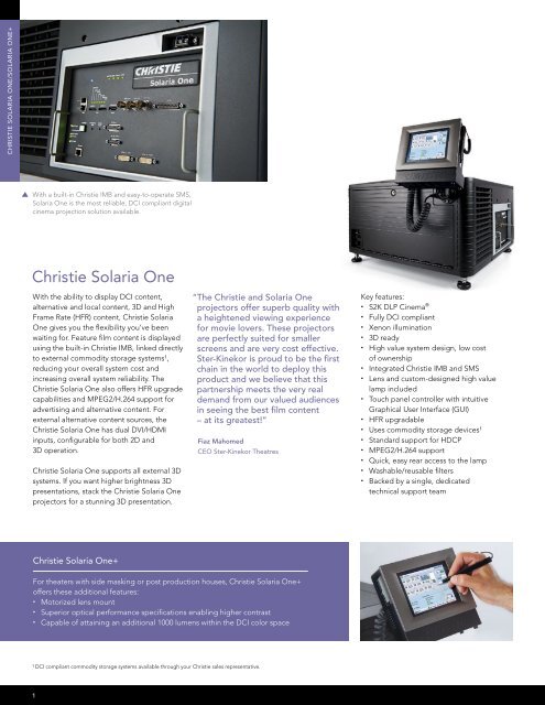 Christie Solaria One/ Solaria One+ - Christie Digital Systems