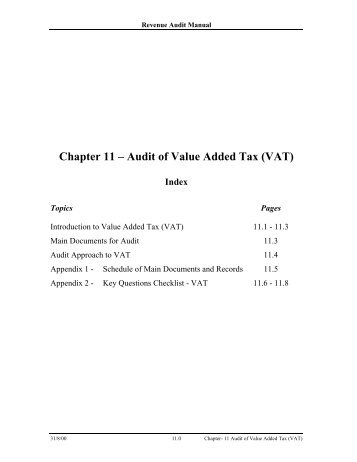 Chapter 11 â Audit of Value Added Tax (VAT)
