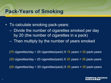 Pack-Years of Smoking - Practicing Clinicians Exchange