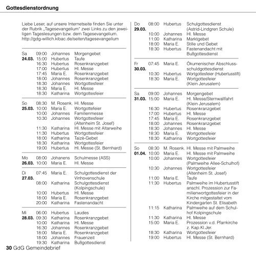 Pfarrbrief der GdG Willich 2012/03 - bei der GdG Willich