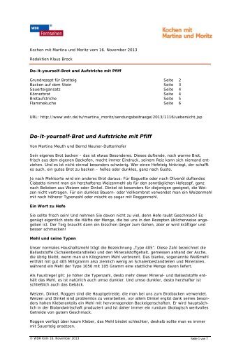 Do-it-yourself-Brot und Aufstriche mit Pfiff (PDF-Download ... - WDR.de