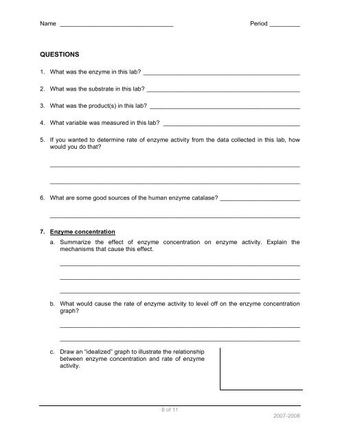 lab enzyme catalysis - Explore Biology