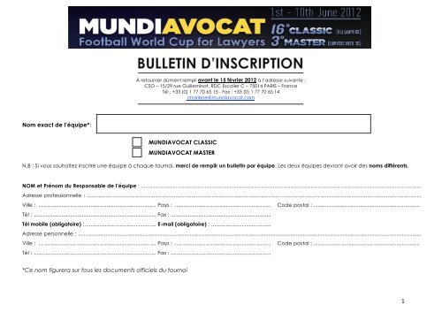 Bulletin d'Inscription Francais - Mundiavocat