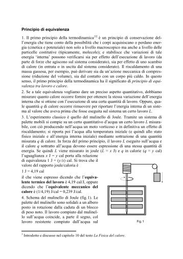 Principio di equivalenza 1. Il primo principio della ... - Giovanni Tonzig