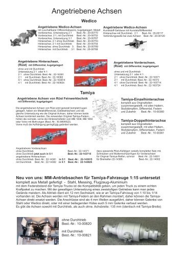 Angetriebene Achsen - MM Modellbau