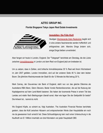 Aztec Group Inc Real Estate Investments: Die Fülle Kluft