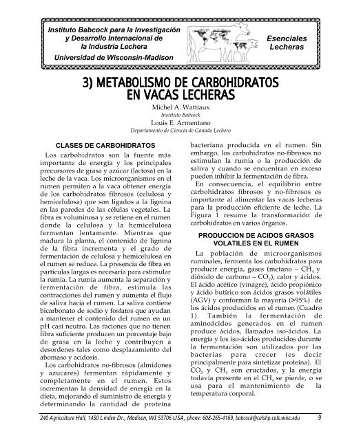 3) metabolismo de carbohidratos en vacas lecheras - Babcock Institute