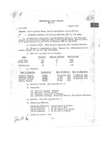 After Action Report for the 329th Infantry Regiment, February 1945