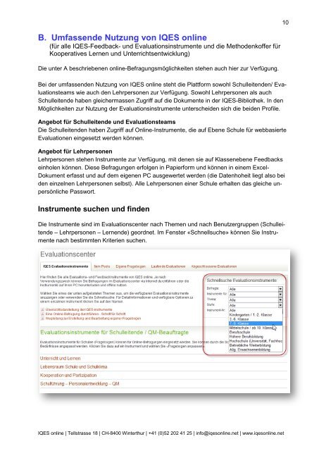Basisinformation für Schulleitungen im Kanton Aargau - IQES online