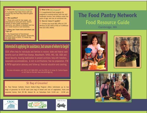 The Food Pantry Network Cambridge Public Health Department