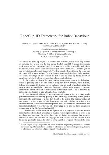 RoboCup 3D Framework for Robot Behaviour