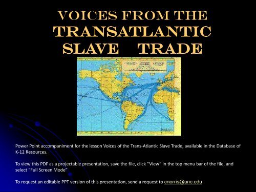 TRANSATLANTIC SLAVE TRADE - Database of K-12 Resources