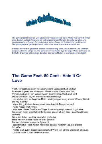 The Game Feat. 50 Cent - Hate It Or Love - einzelarbeit.ch