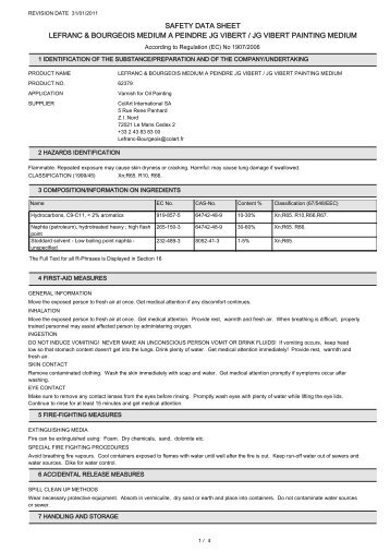 safety data sheet lefranc & bourgeois medium a ... - Mondo Artista