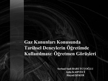 Gaz KanunlarÄ± Konusunda Tarihsel Deneylerin ÃÄretimde ...