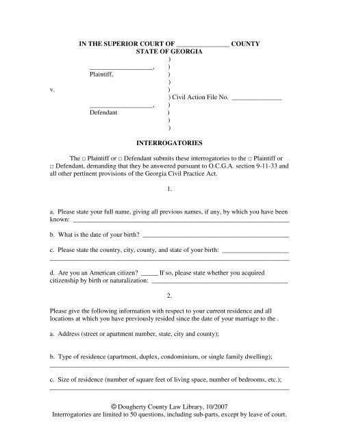 Interrogatories - City of Albany, Georgia