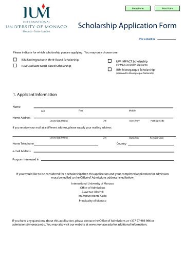 Scholarship Application Form - IUM