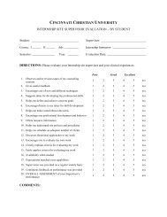Internship Supervisor Evaluation (by student) - Cincinnati Christian ...