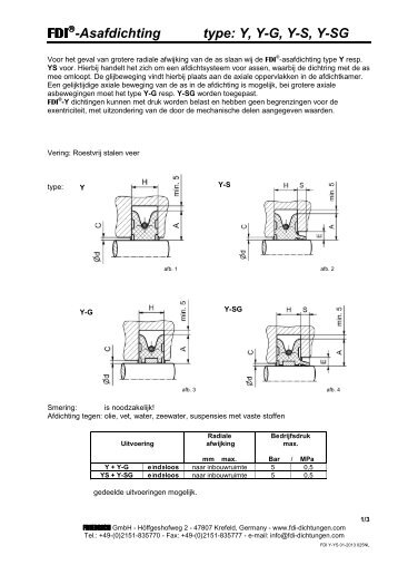 -Asafdichting type: Y, Y-G, Y-S, Y-SG - Friedrich GmbH