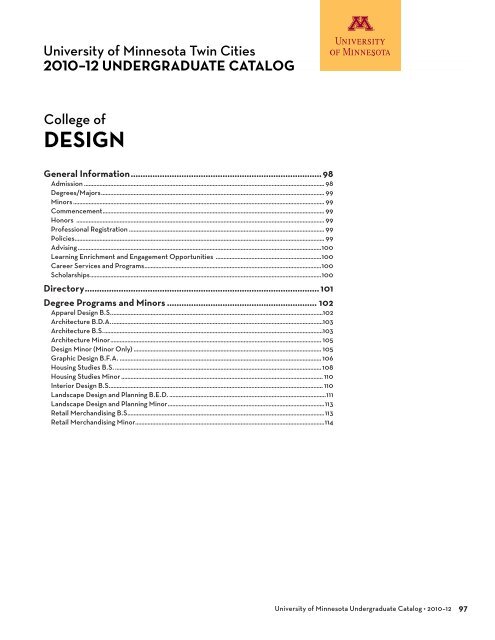 Course Descriptions - University Catalogs - University of Minnesota