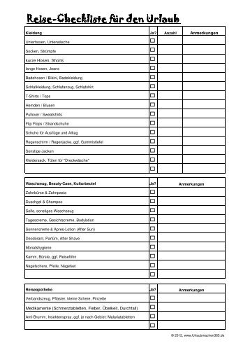 Denner-Checkliste: Urlaub - bei Denner Reisen Denner-Checkliste: Urlaub - bei Denner Reisen