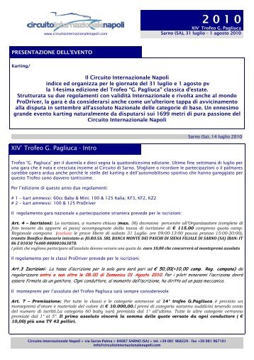 comunicato stampa - press release - Circuito Internazionale Napoli