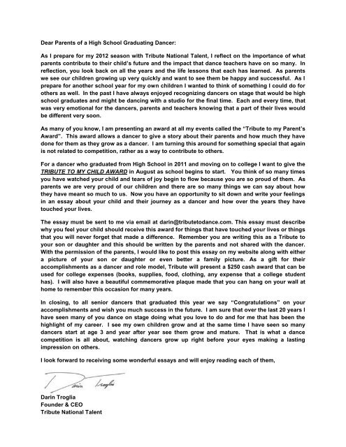dear parents of a high school graduating dancer tribute national dear parents of a high school graduating dancer tribute national