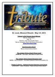 St. Louis, Missouri Results - May 3-5, 2013 - Tribute National Talent