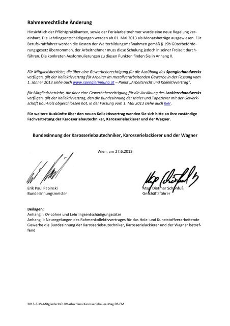 Neuer Kollektivvertrag ab 1. Mai 2013 für Karosseriebautechniker ...