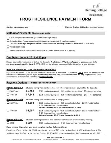 Payment Option Forms Fall 2013 Students - Fleming College