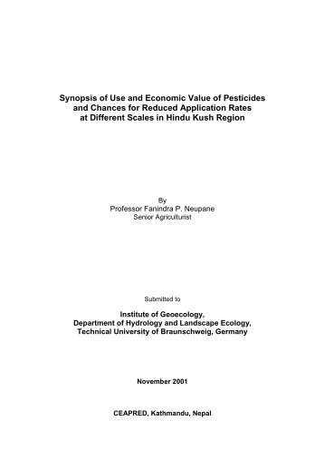 Synopsis of Use and Economic Value of Pesticides and Chances for ...