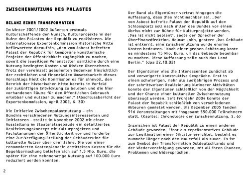 ZWISCHENNUTZUNG des PALAST DER REPUBLIK - Urban Catalyst