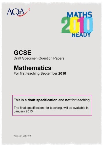 GCSE Mathematics Unit 1 Higher - Specimen Question Paper