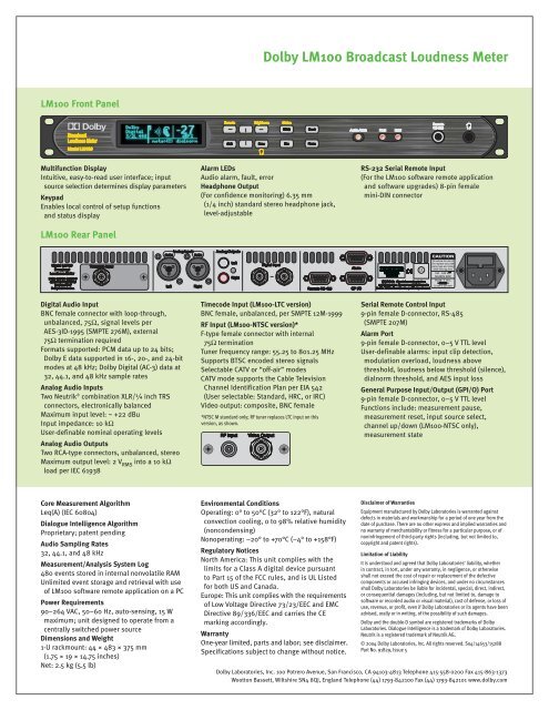 Dolby LM100 Broadcast Loudness Meter - PBS