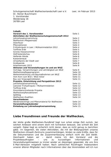 WH Rundbrief Februar 2013 - Wallhecken