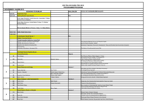 Ä±ce-tea 2012/uek-tek 2012 programme/program 1 november / kasÄ±m ...