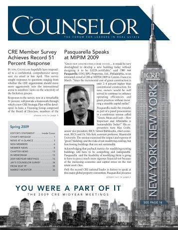 YOU WERE A PART OF IT - The Counselors of Real Estate